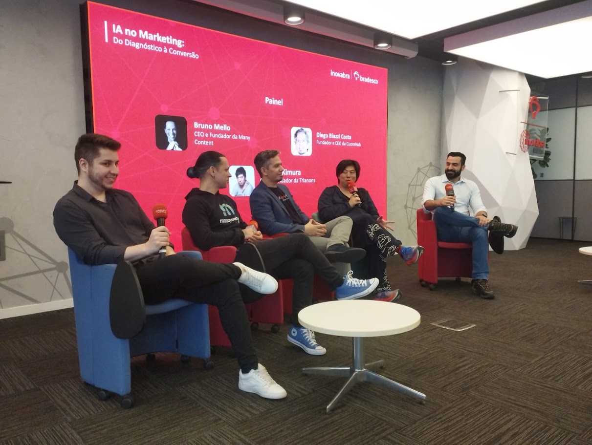 Painel IA no Marketing com convidados do ecossistema AI Brasil no InovaBRA